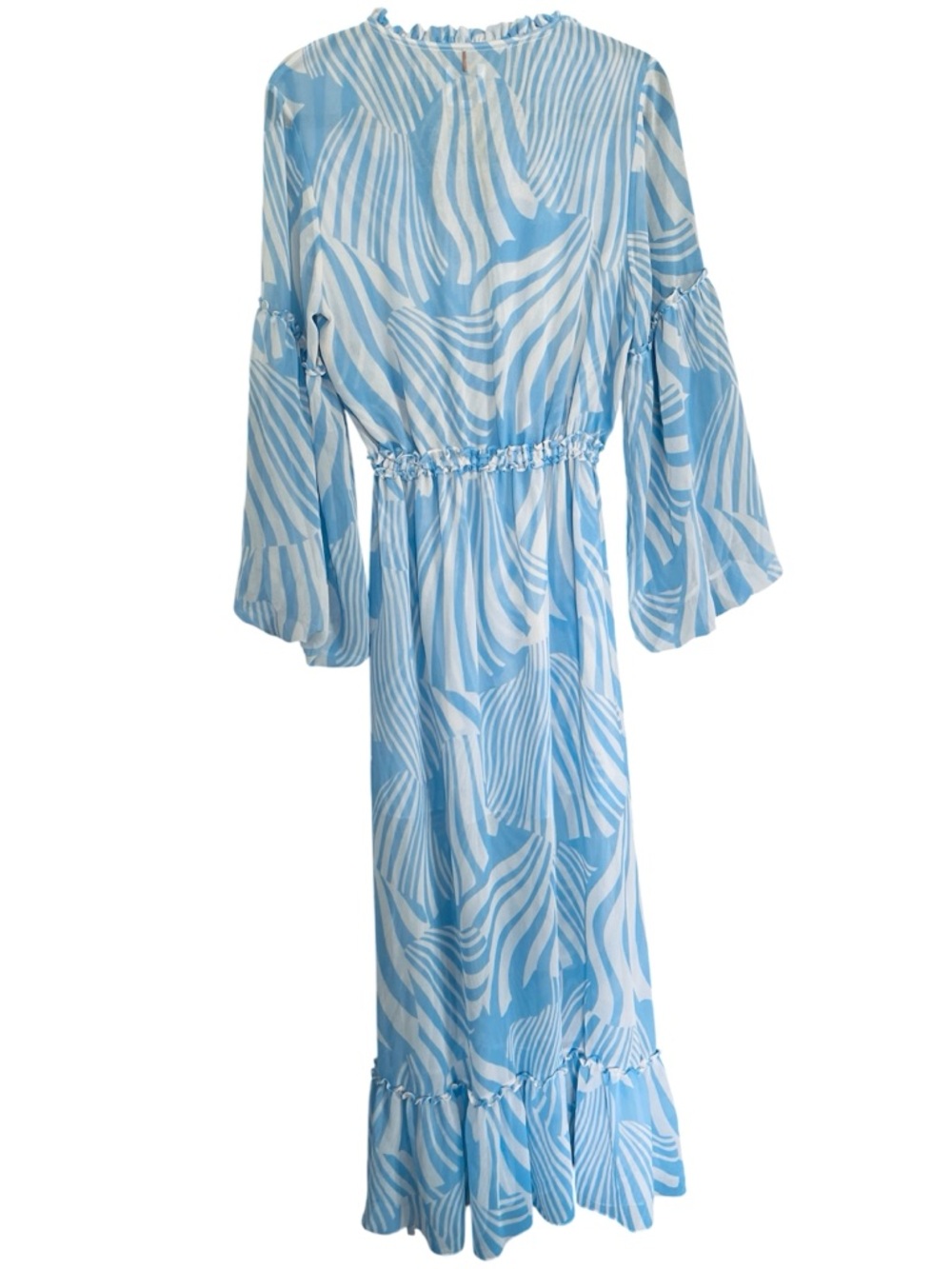MISA Los Angeles Amata Dress Blue White Print Maxi Dress Boho Flowy Size S - Picture 3 of 6